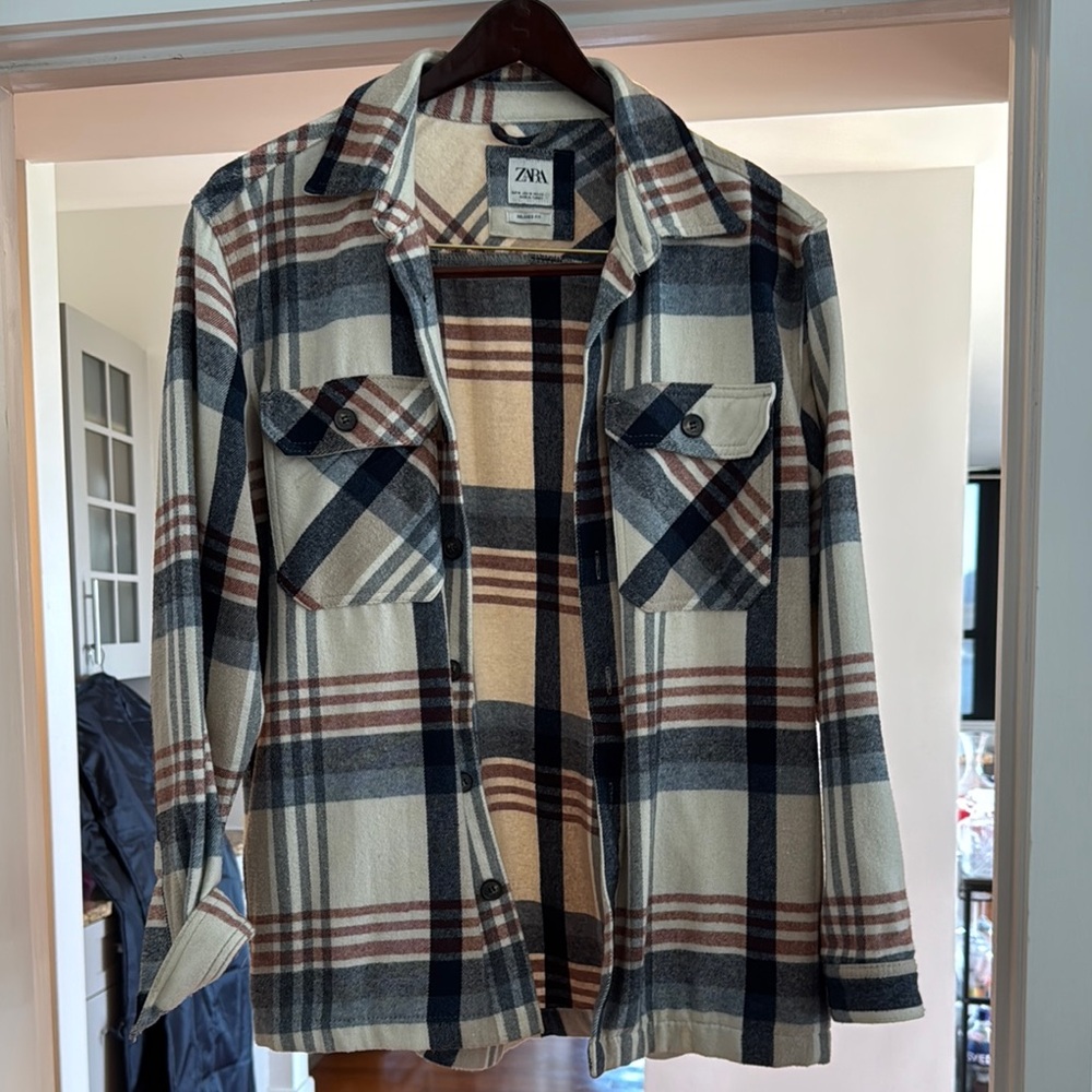 Zara Cream and Black Utility Jacket